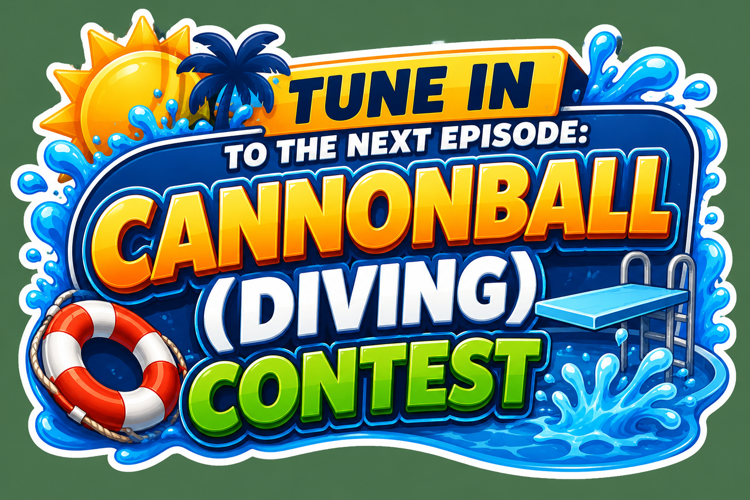 Cannonball diving contest episode graphic