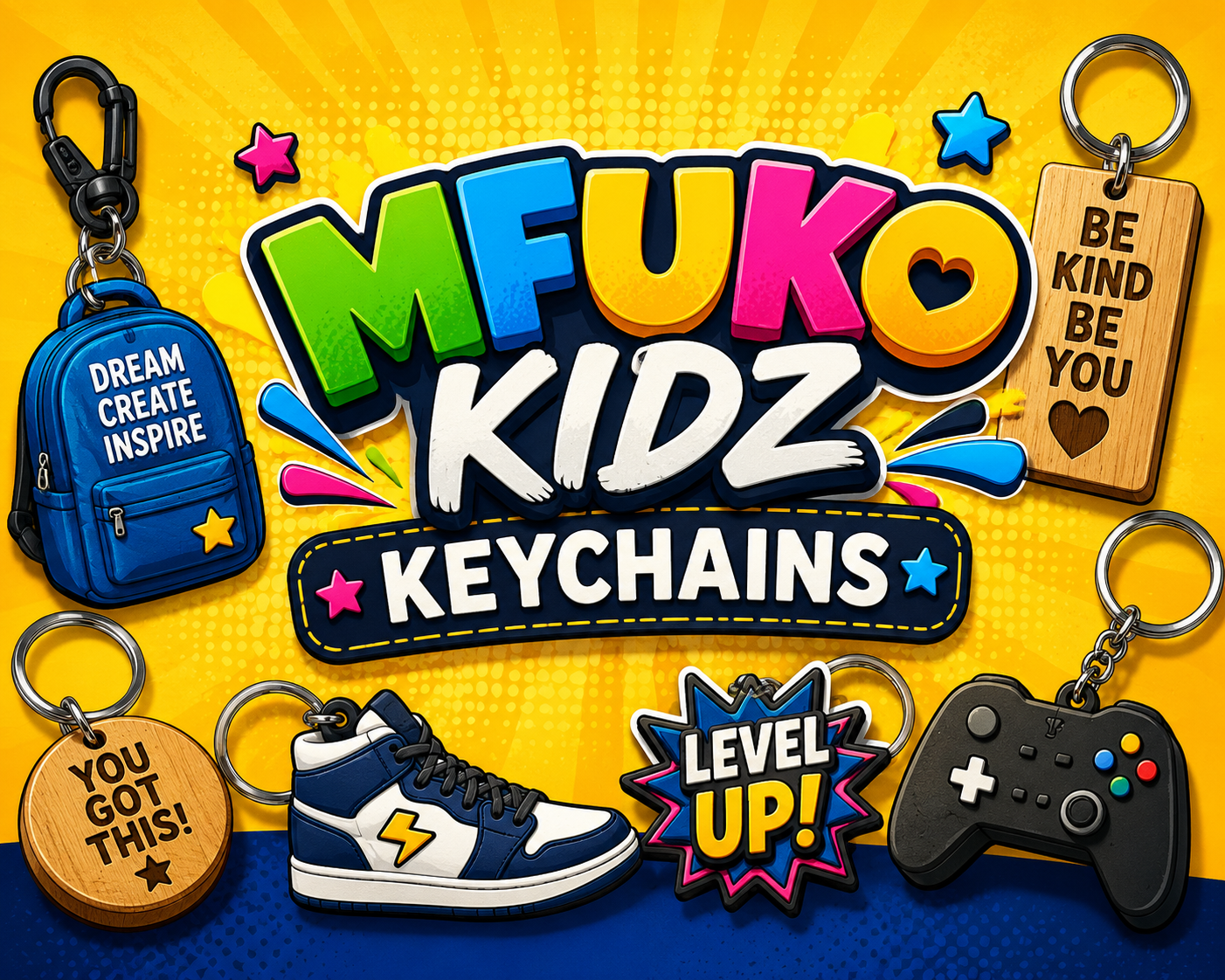 Mfuko Kidz keychains product graphic